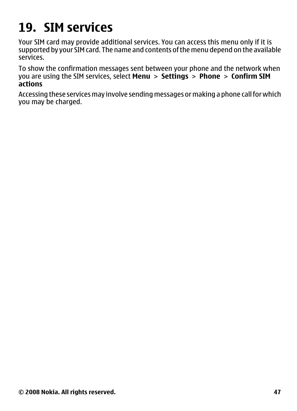 Sim services, See "sim services," p. 47 | Nokia 3600 User Manual | Page 48 / 118