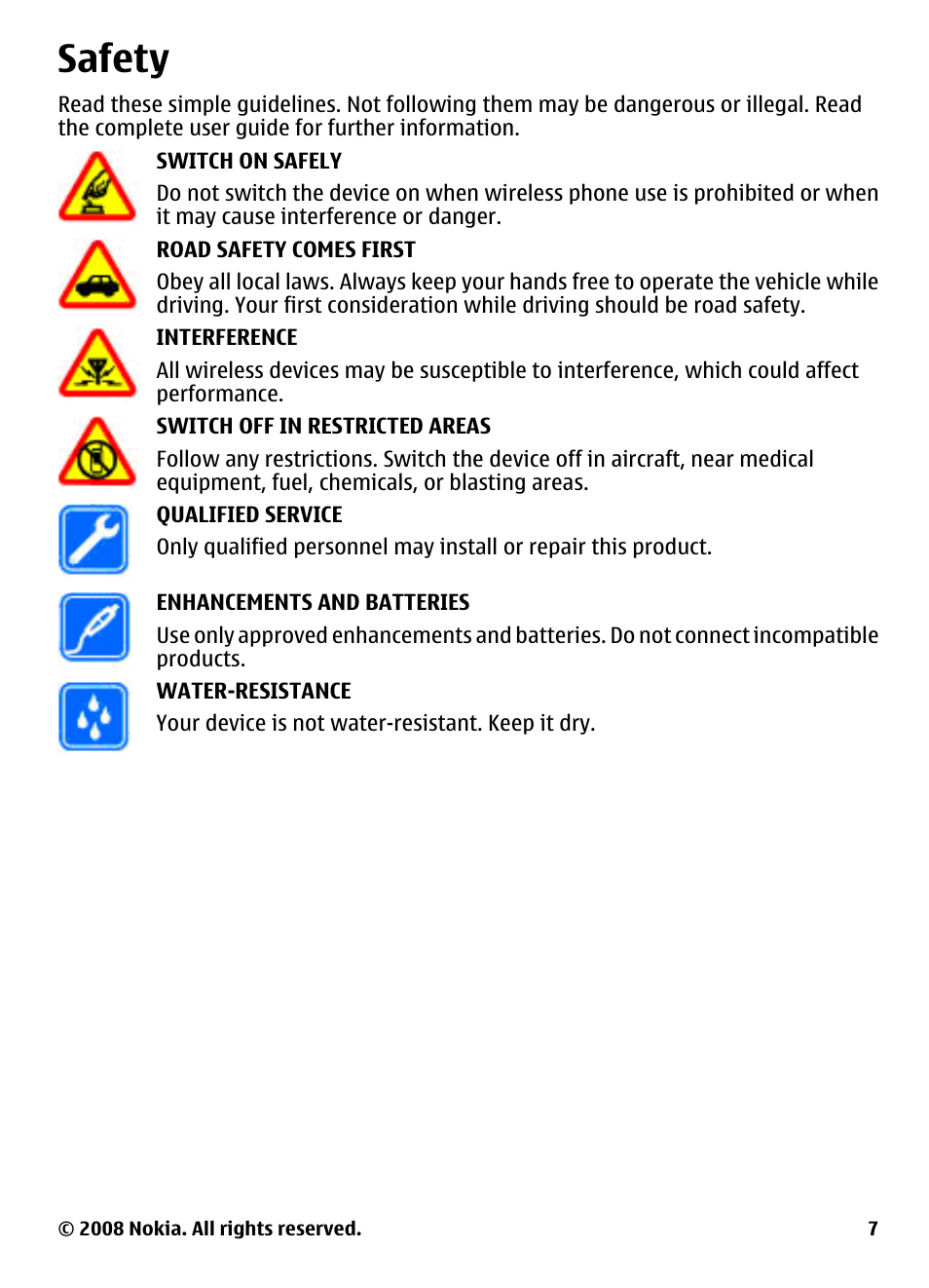 Safety | Nokia 3600 User Manual | Page 8 / 118