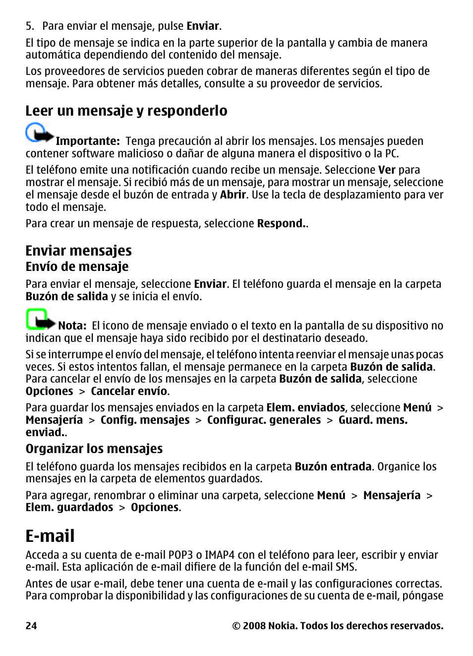 Leer un mensaje y responderlo, Enviar mensajes, E-mail | Nokia 3600 User Manual | Page 81 / 118