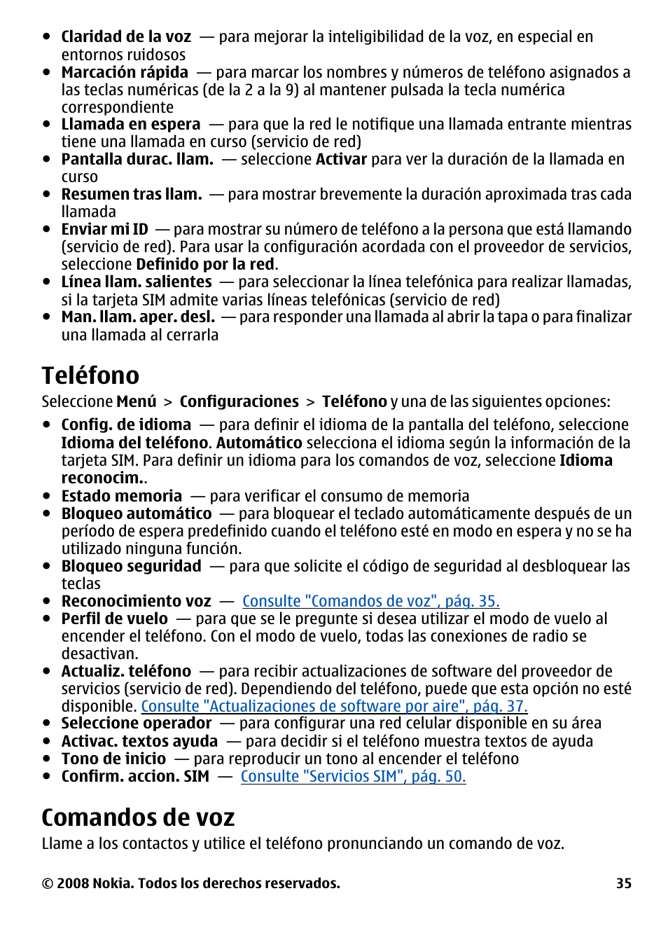 Teléfono, Comandos de voz | Nokia 3600 User Manual | Page 92 / 118