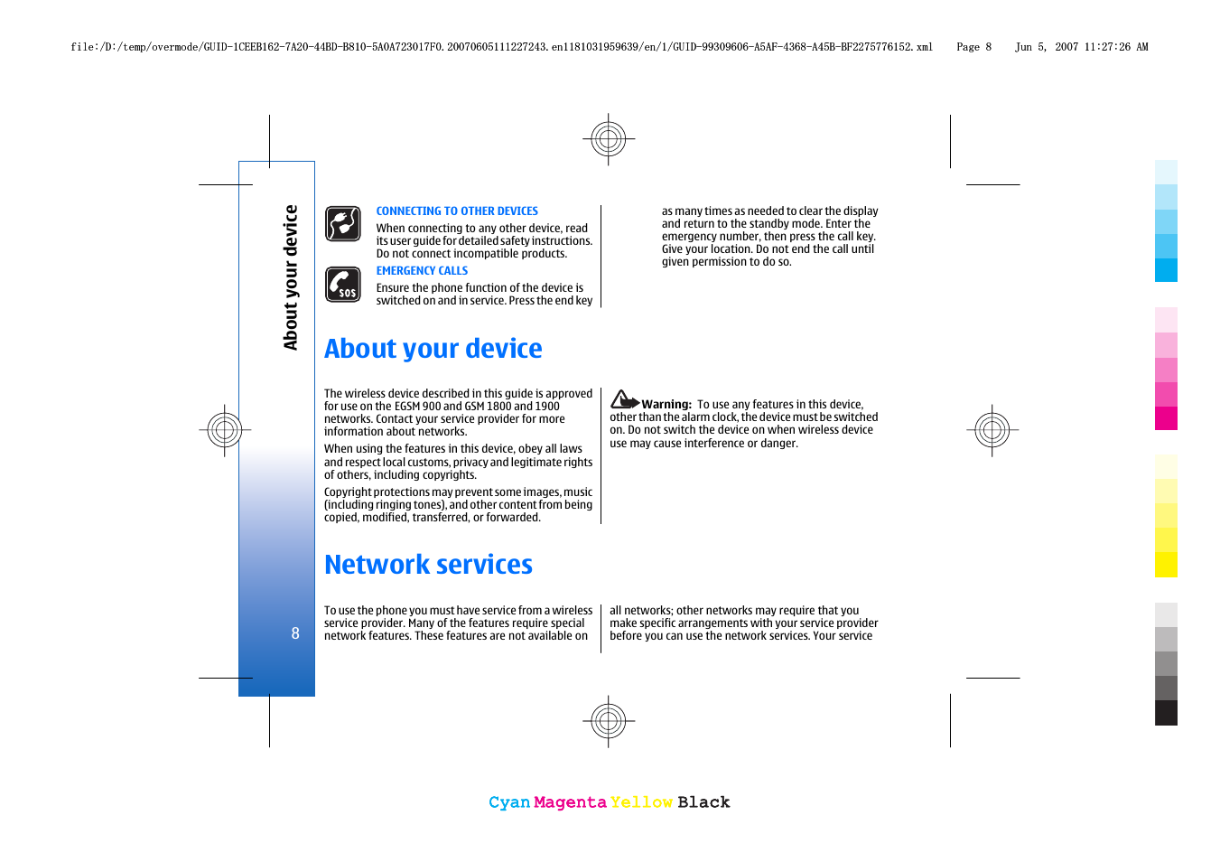 About your device, Network services, About your device network services | Nokia 3109 User Manual | Page 10 / 86