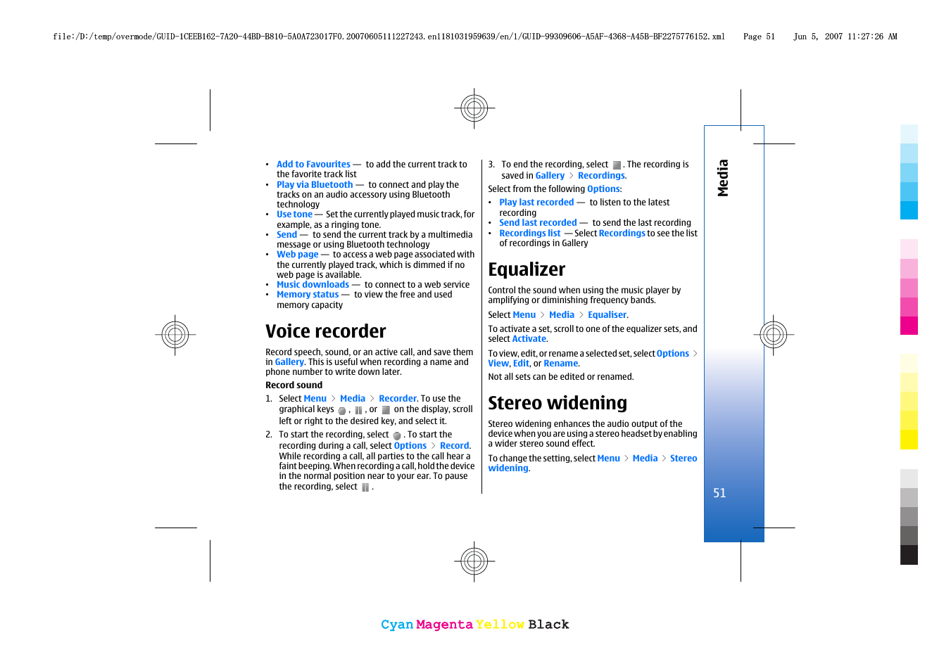 Voice recorder, Equalizer, Stereo widening | Nokia 3109 User Manual | Page 53 / 86