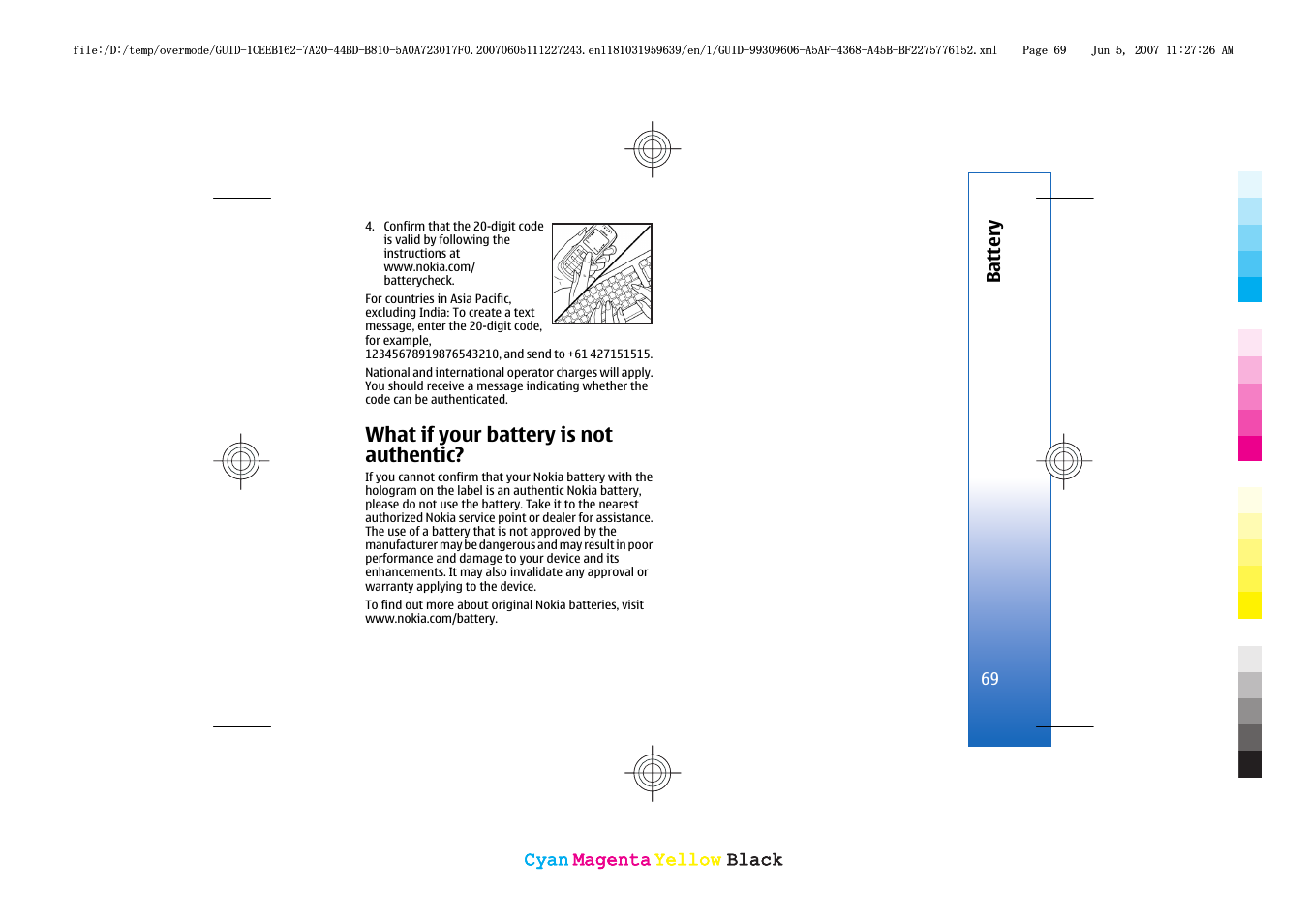 What if your battery is not authentic | Nokia 3109 User Manual | Page 71 / 86