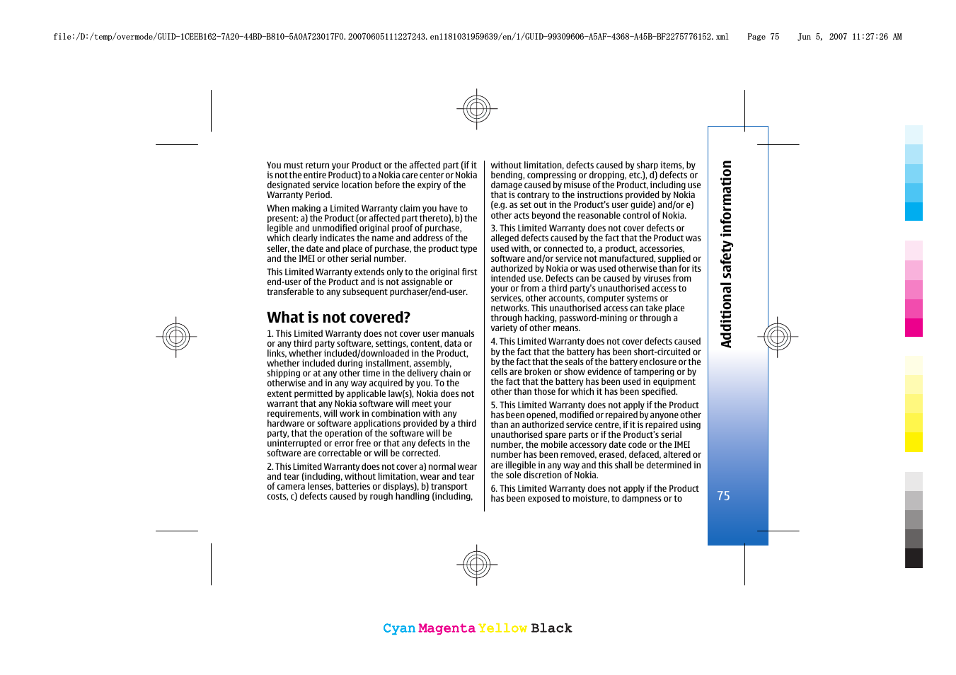 What is not covered | Nokia 3109 User Manual | Page 77 / 86