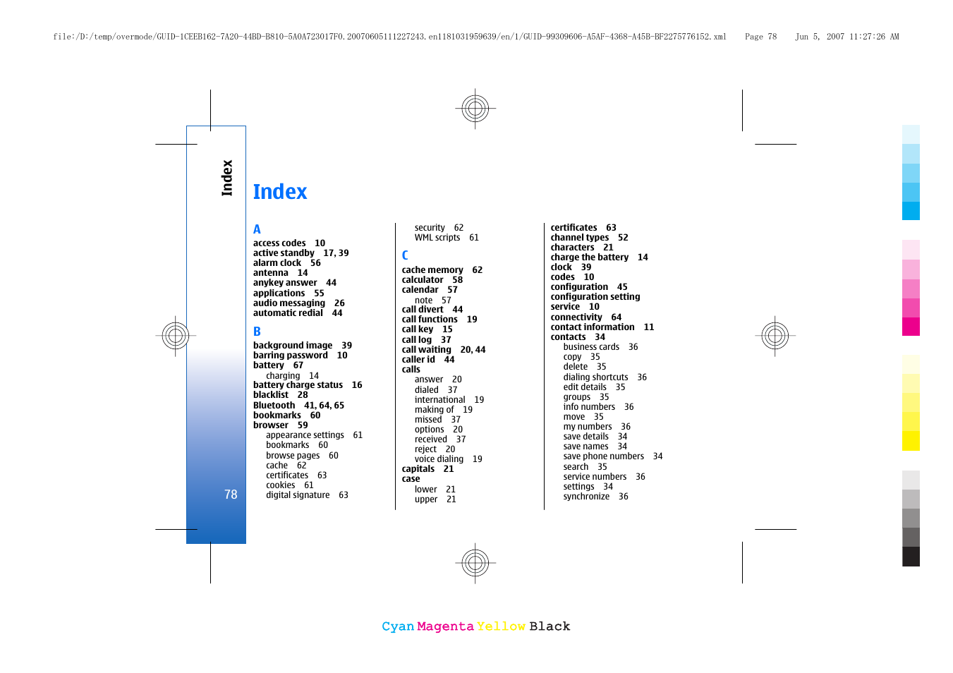 Index | Nokia 3109 User Manual | Page 80 / 86