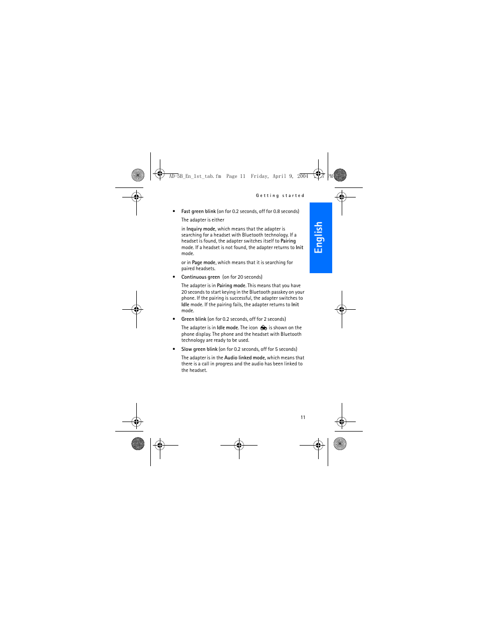 English | Nokia AD-5B User Manual | Page 11 / 16
