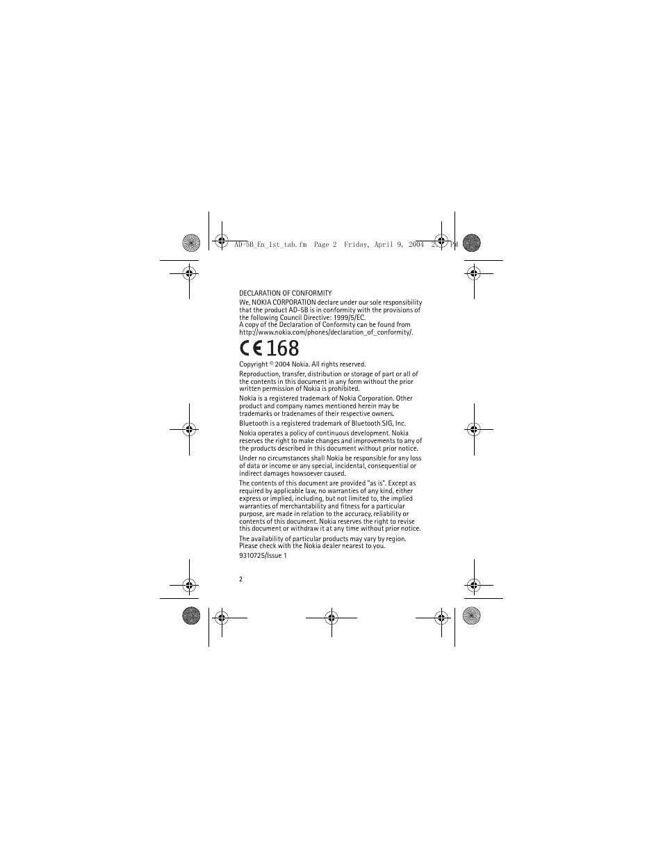 Nokia AD-5B User Manual | Page 2 / 16