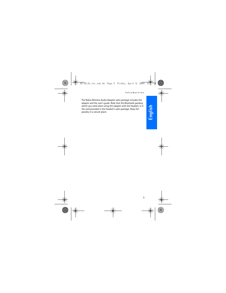 English | Nokia AD-5B User Manual | Page 5 / 16