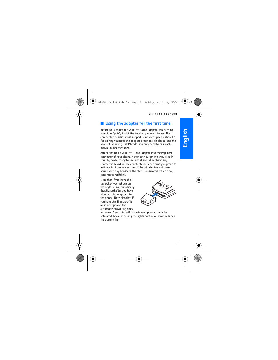 English | Nokia AD-5B User Manual | Page 7 / 16