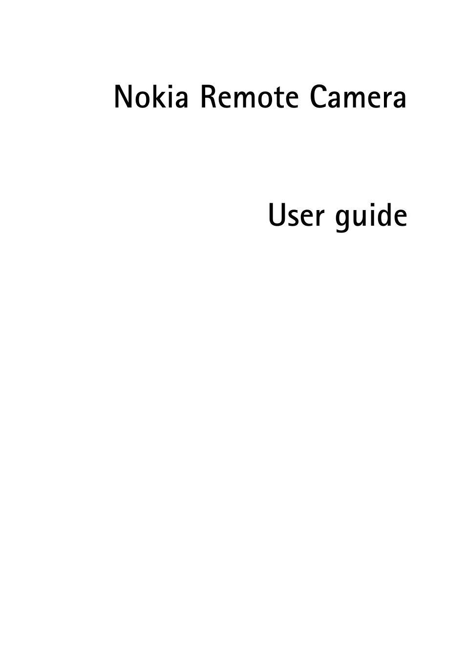 Nokia Remote Camera User Manual | 62 pages