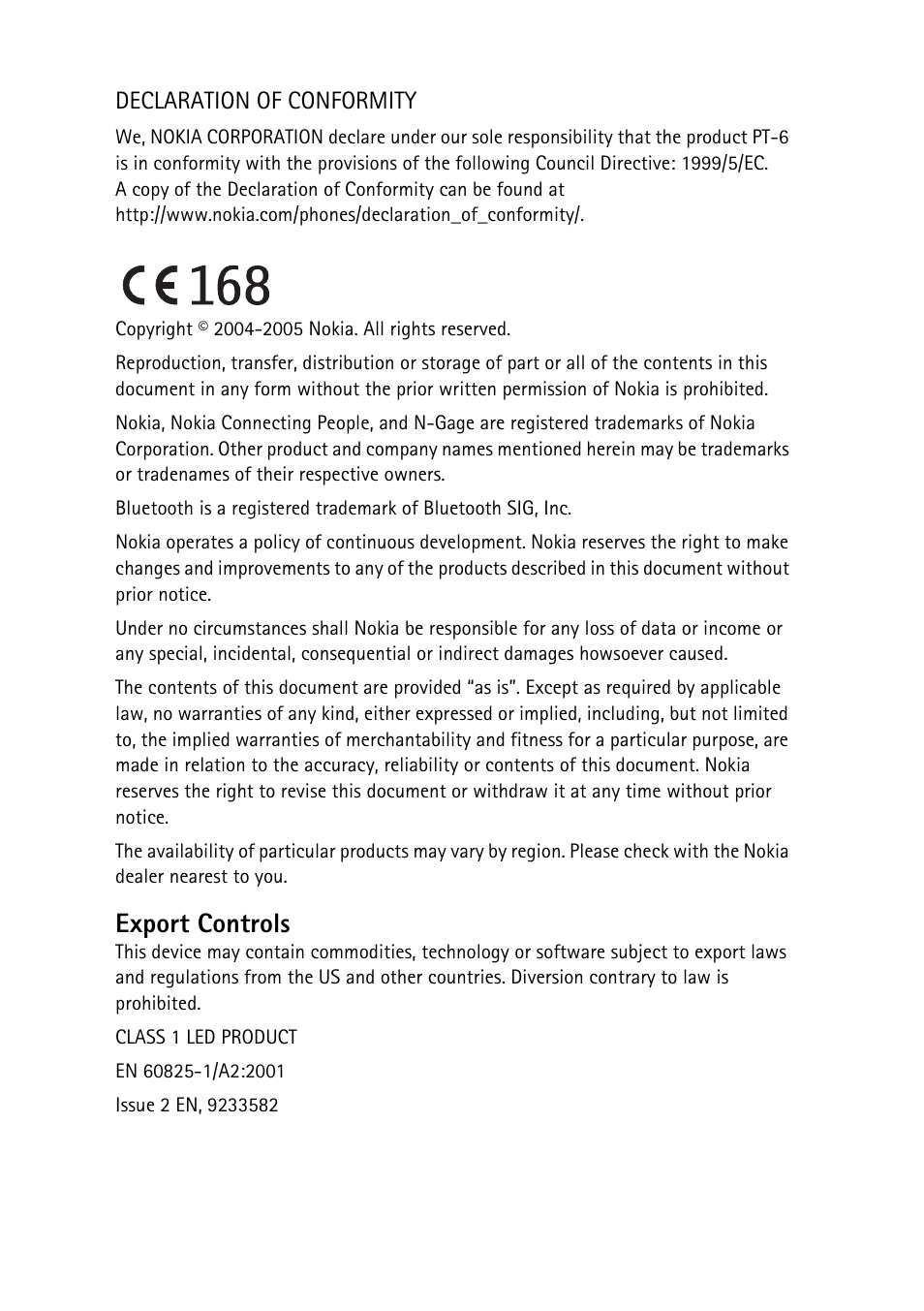 Export controls | Nokia Remote Camera User Manual | Page 2 / 62