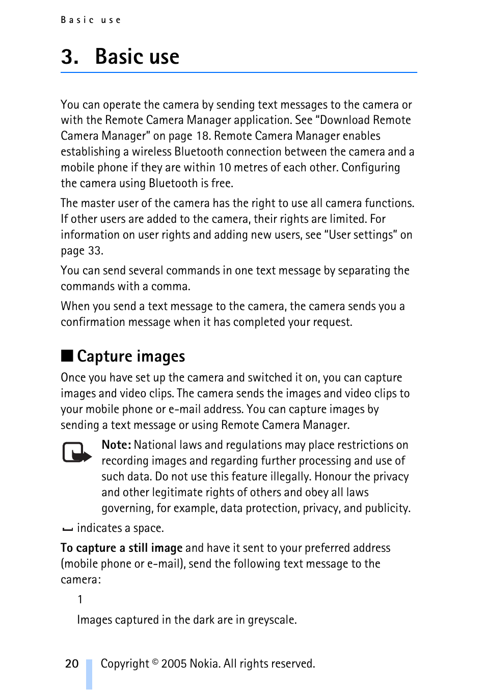 Basic use, Capture images | Nokia Remote Camera User Manual | Page 20 / 62