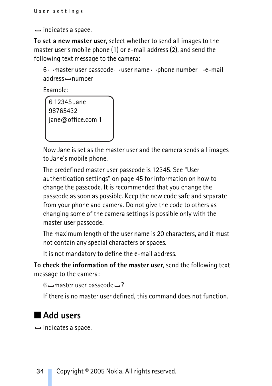 Add users | Nokia Remote Camera User Manual | Page 34 / 62