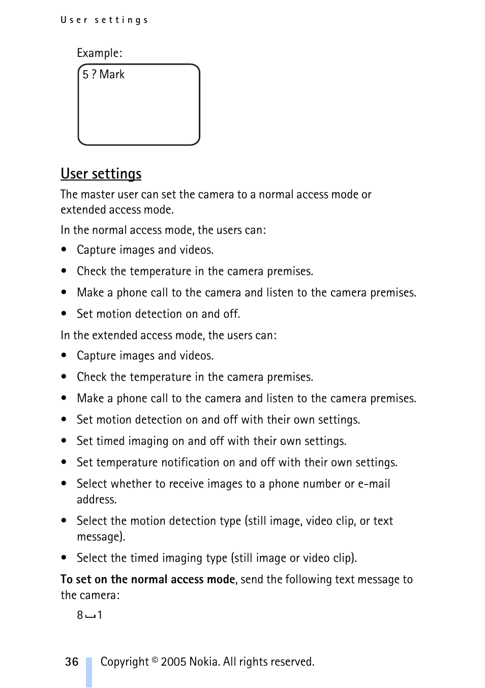 User settings | Nokia Remote Camera User Manual | Page 36 / 62