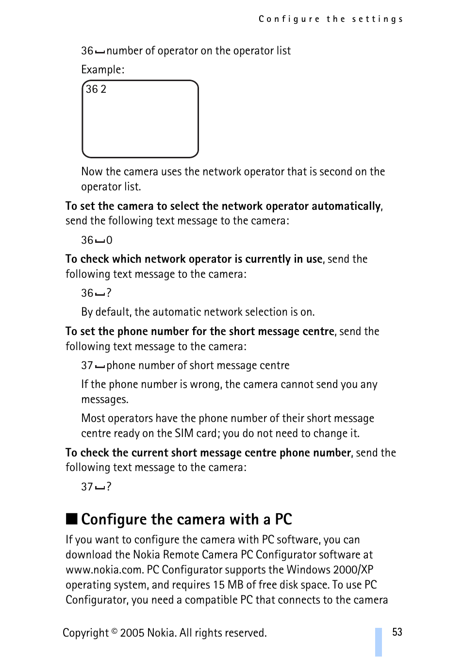 Configure the camera with a pc | Nokia Remote Camera User Manual | Page 53 / 62