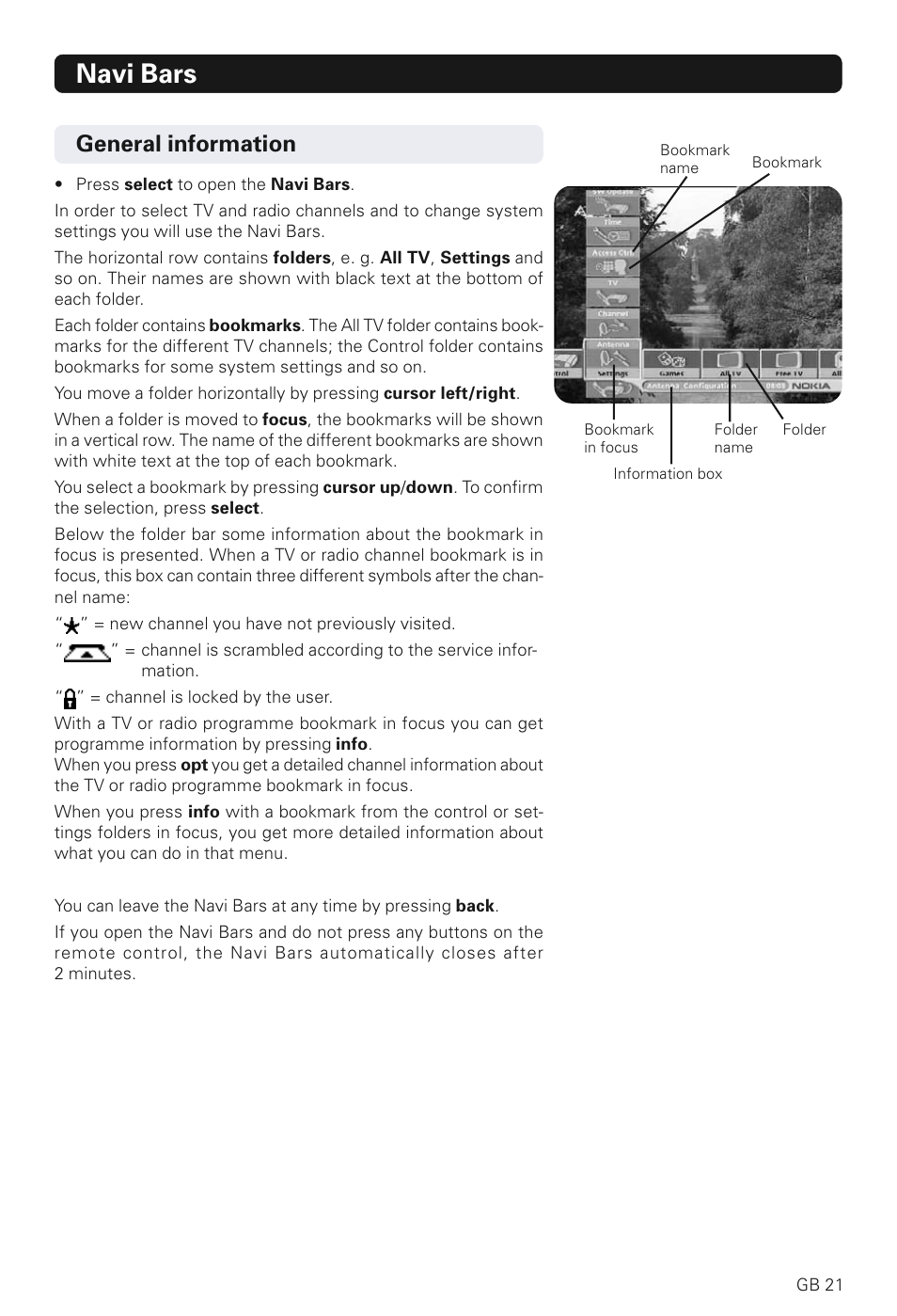 Navi bars, General information | Nokia 230 T User Manual | Page 21 / 36