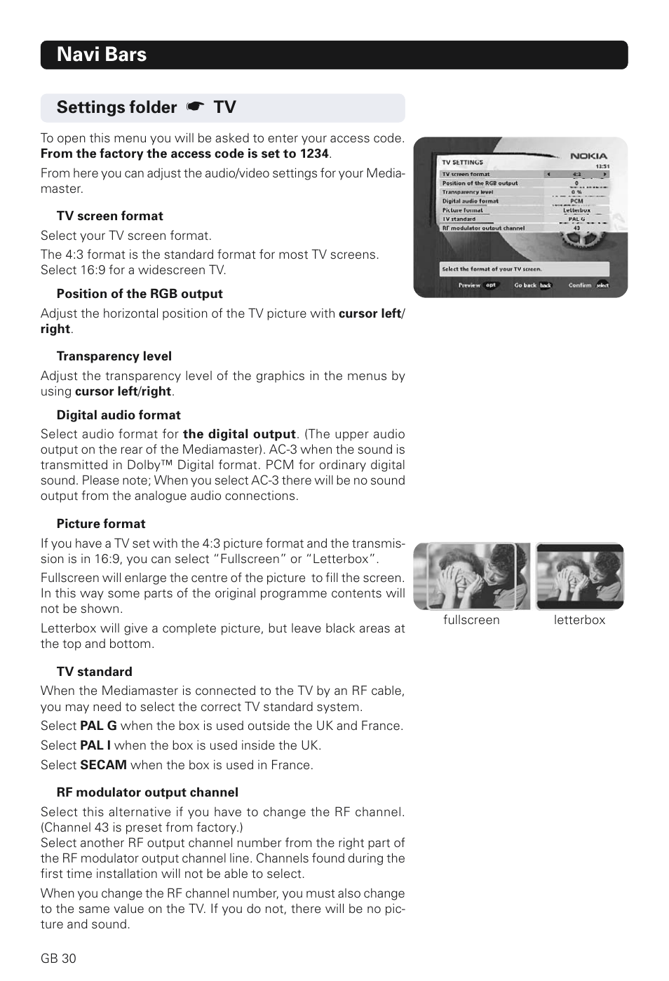 Navi bars, Settings folder | Nokia 230 T User Manual | Page 30 / 36