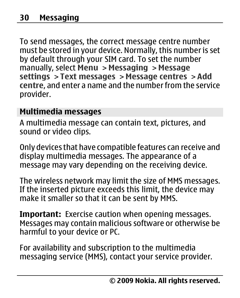 Multimedia messages | Nokia 2690 User Manual | Page 30 / 90
