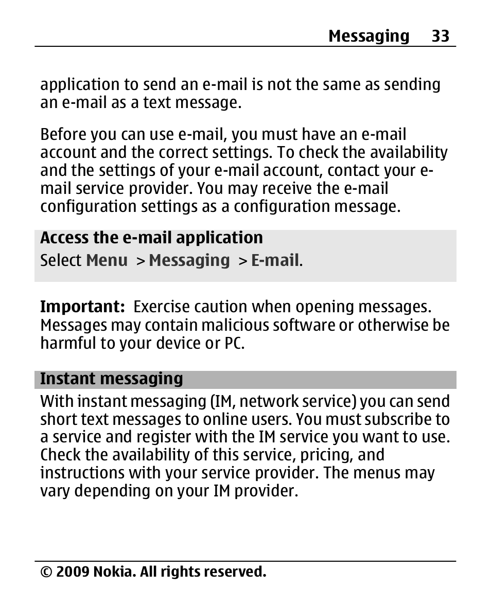 Instant messaging | Nokia 2690 User Manual | Page 33 / 90