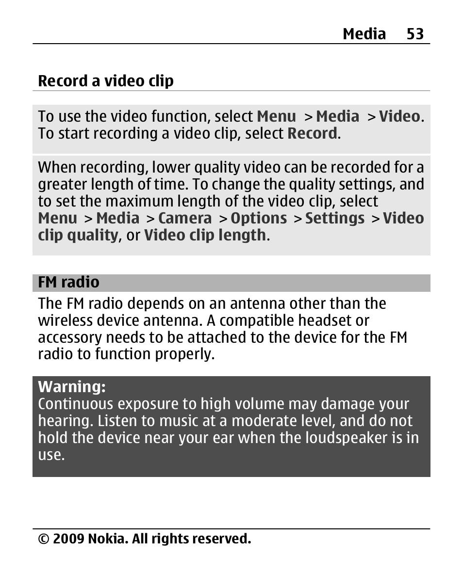 Fm radio | Nokia 2690 User Manual | Page 53 / 90