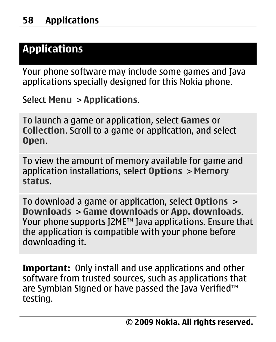 Applications | Nokia 2690 User Manual | Page 58 / 90