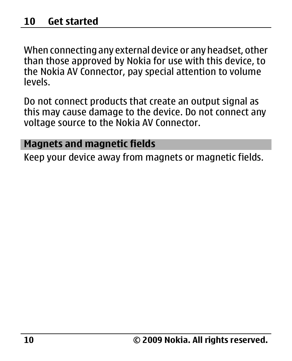 Magnets and magnetic fields, Magnets and magnetic, Fields | Nokia 2720 User Manual | Page 10 / 78