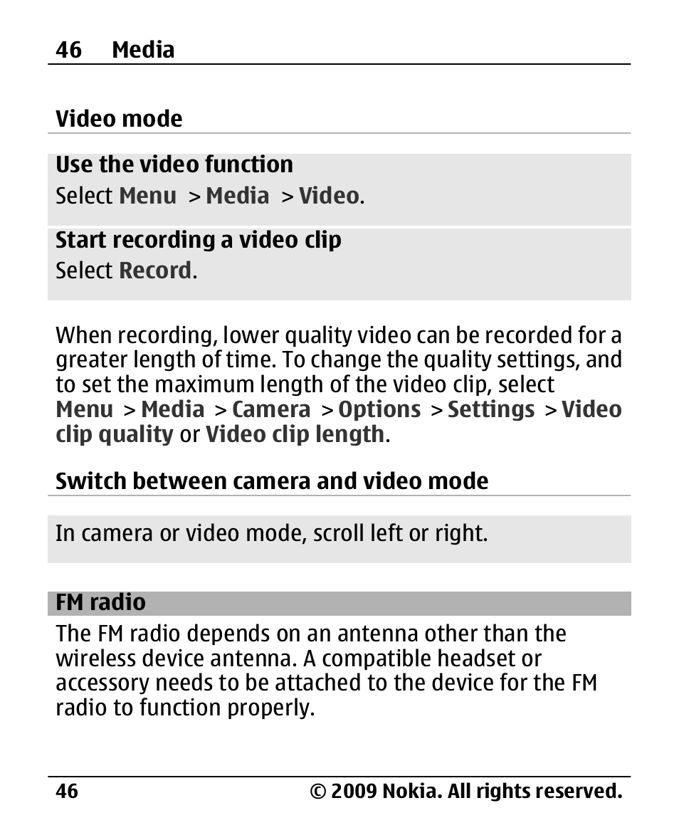 Fm radio | Nokia 2720 User Manual | Page 46 / 78