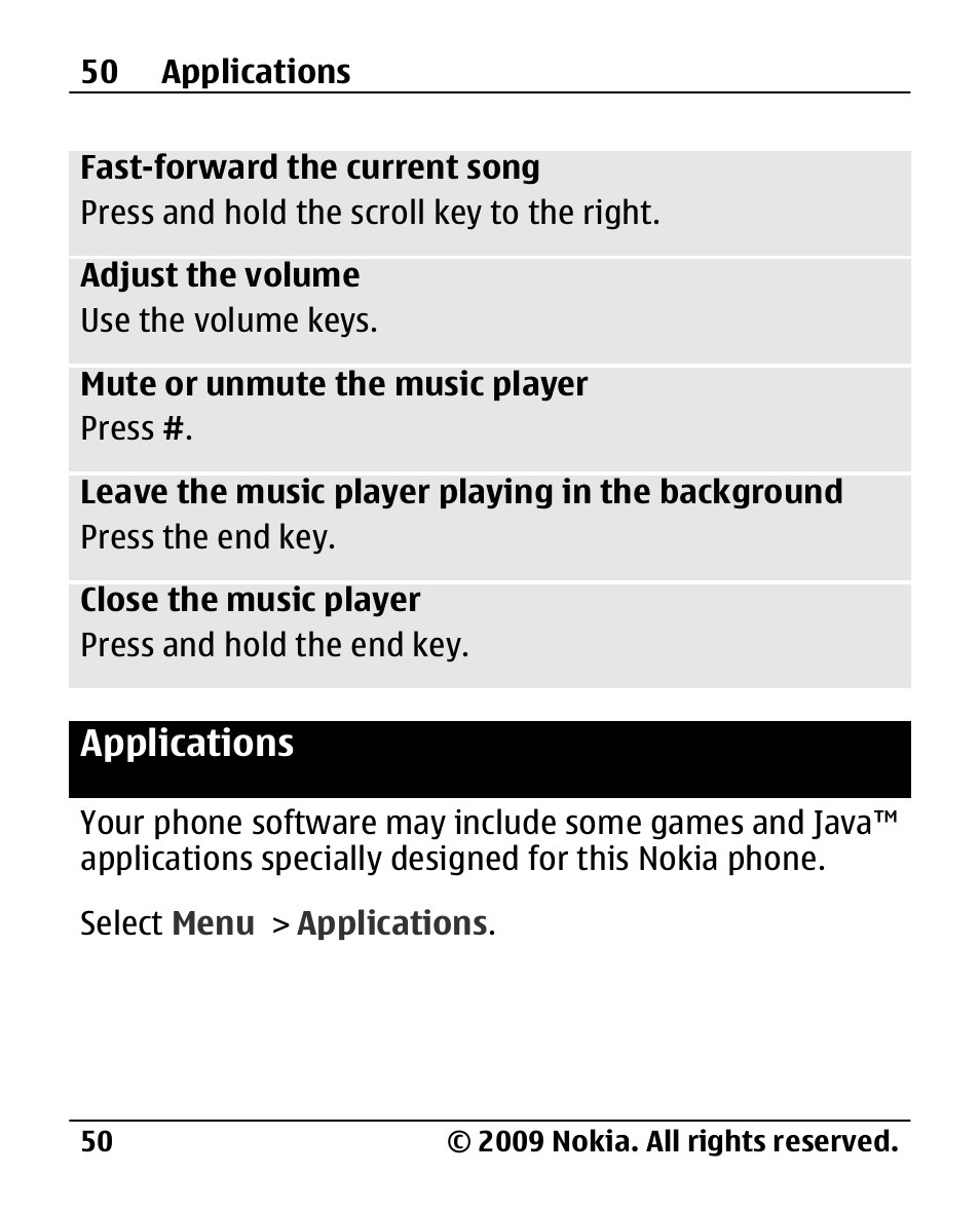 Applications | Nokia 2720 User Manual | Page 50 / 78