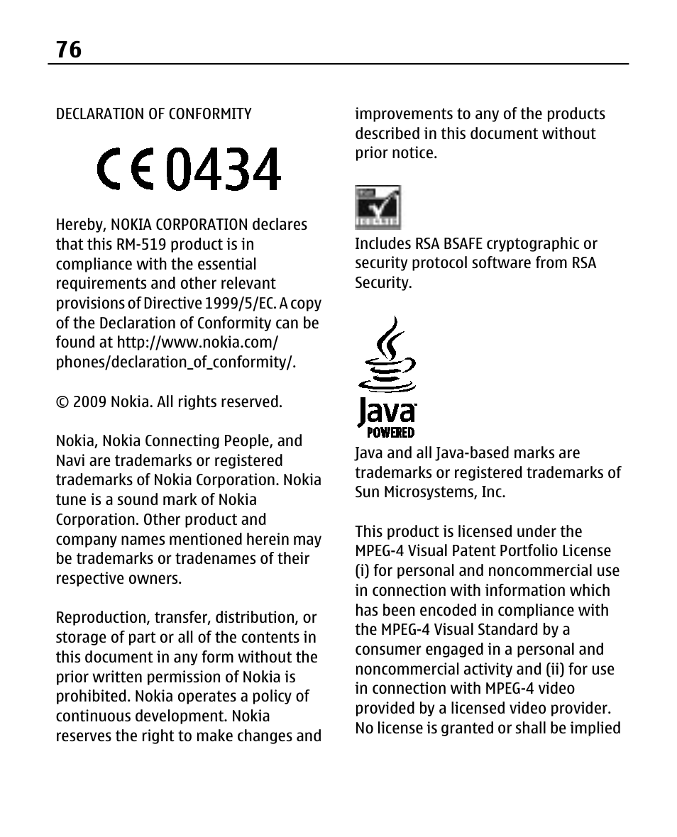 Nokia 2720 User Manual | Page 76 / 78