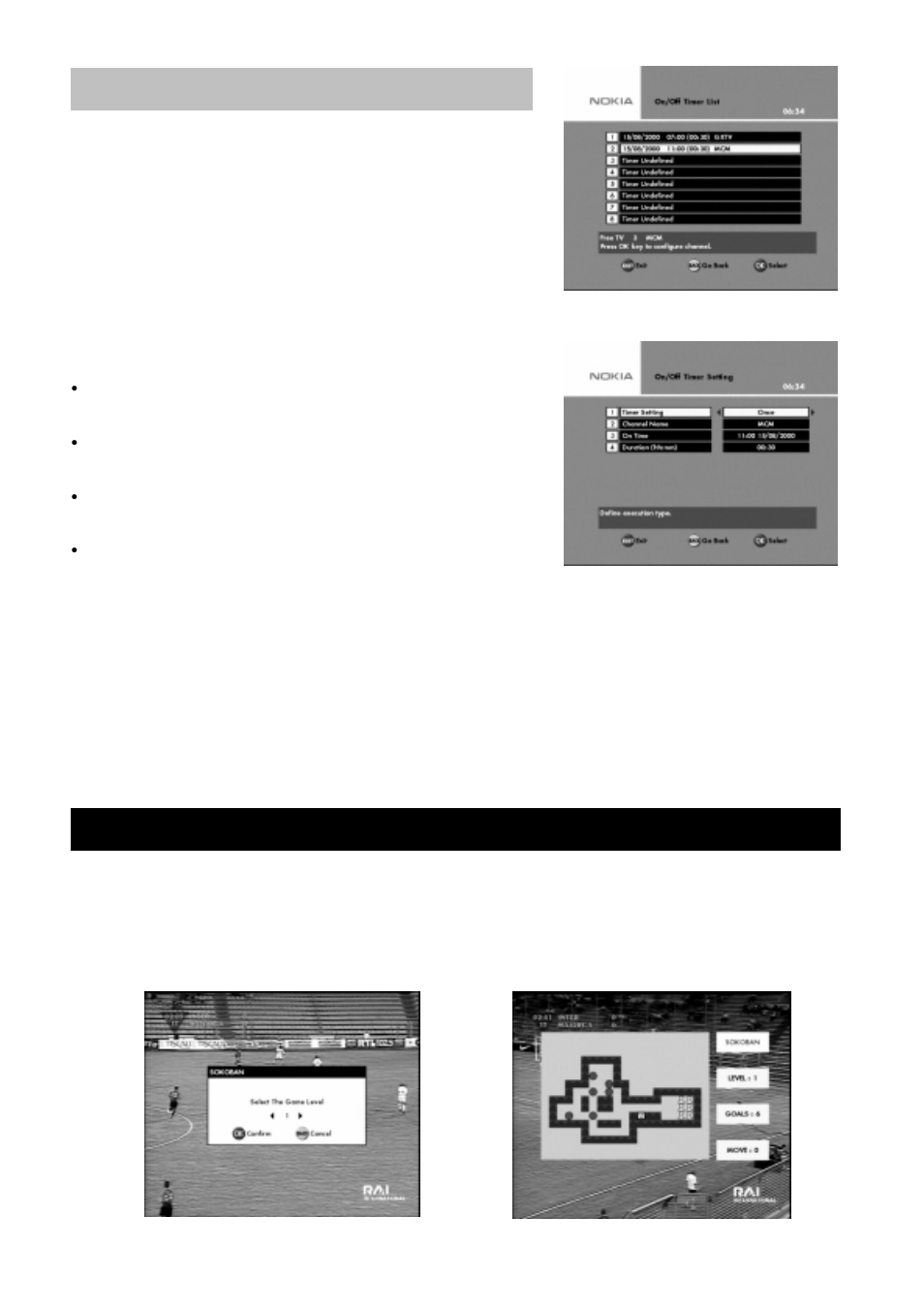 On/off timer setting, Game | Nokia 9650S User Manual | Page 21 / 27