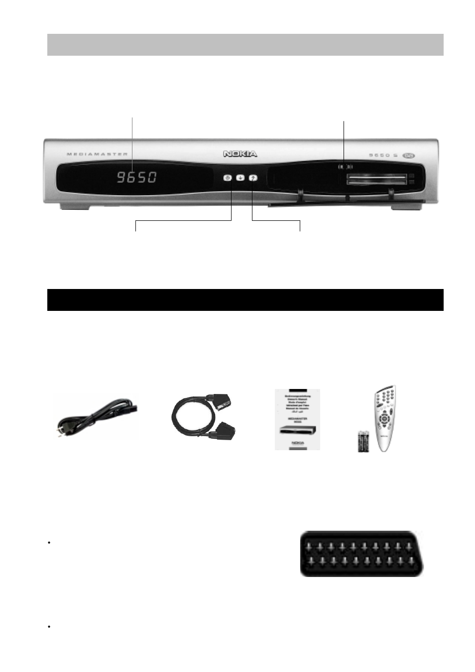 Front panel, Installation of the mediamaster | Nokia 9650S User Manual | Page 4 / 27