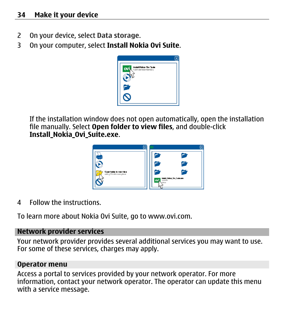 Network provider services, Operator menu | Nokia X3-00 User Manual | Page 34 / 87