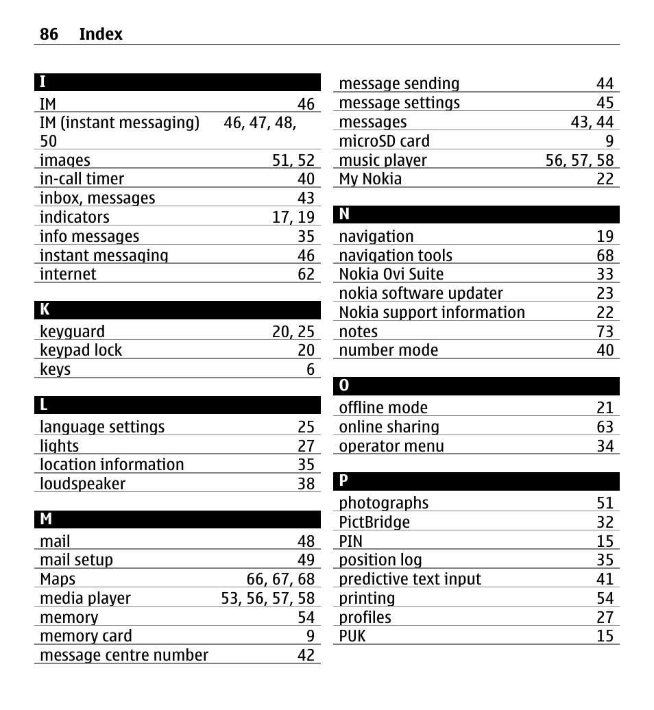 Nokia X3-00 User Manual | Page 86 / 87
