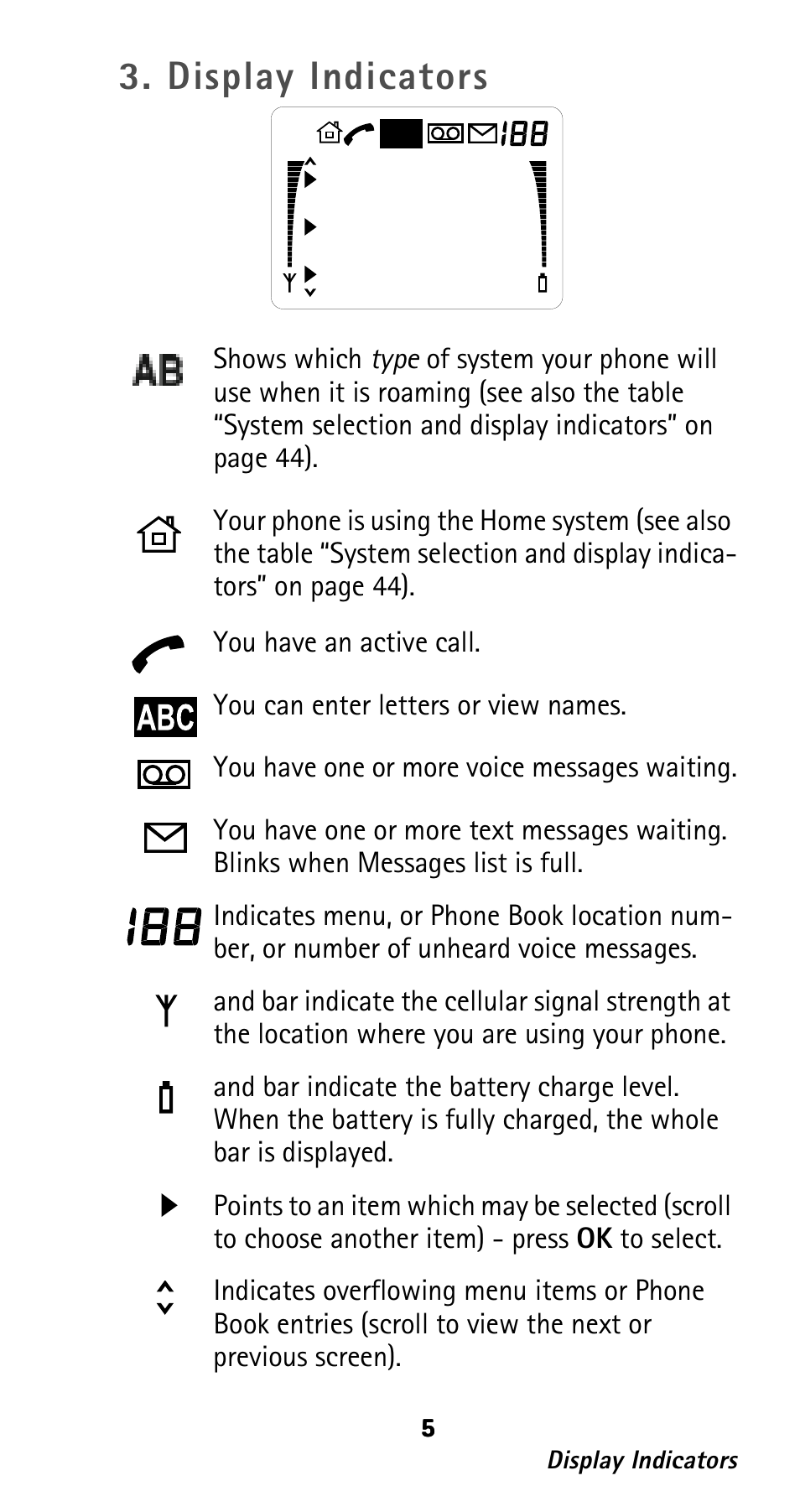 Display indicators | Nokia 282 User Manual | Page 10 / 93