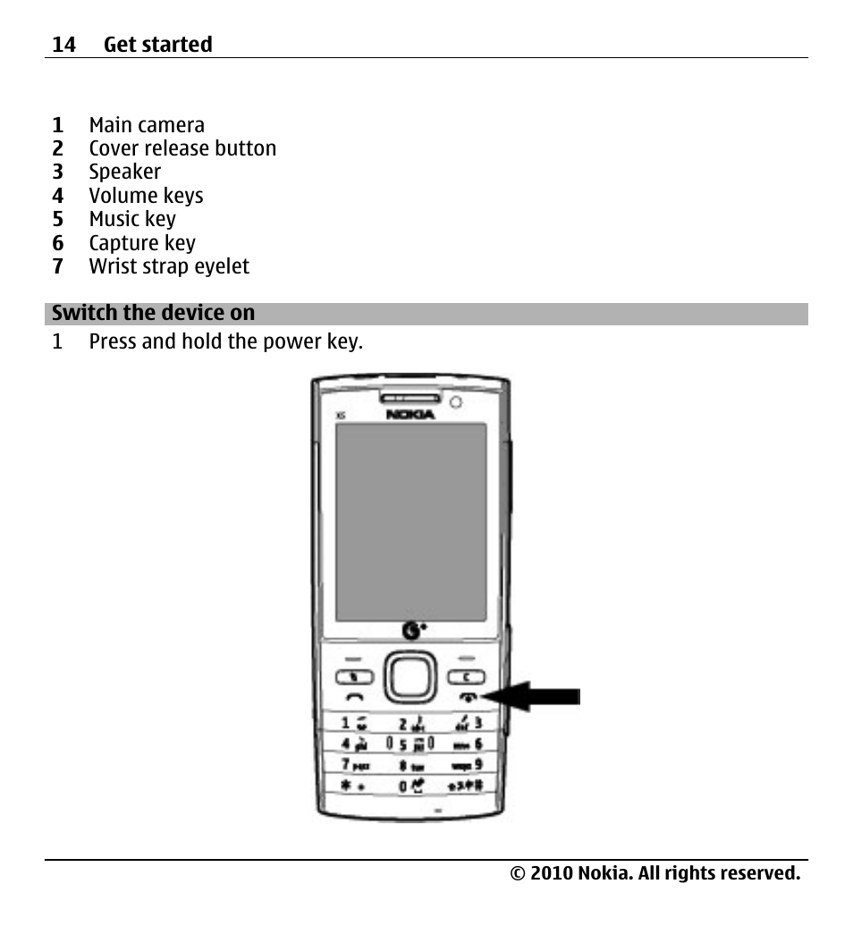 Switch the device on | Nokia X500 User Manual | Page 14 / 121