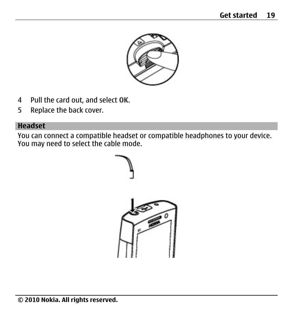 Headset | Nokia X500 User Manual | Page 19 / 121