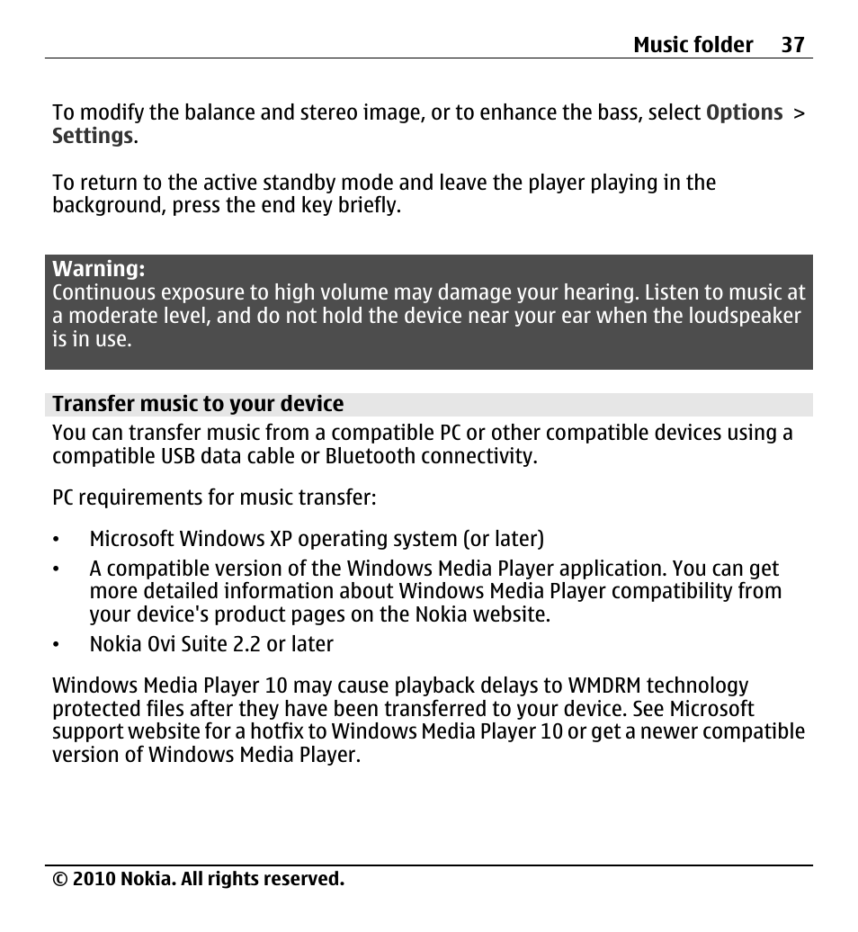 Transfer music to your device | Nokia X500 User Manual | Page 37 / 121