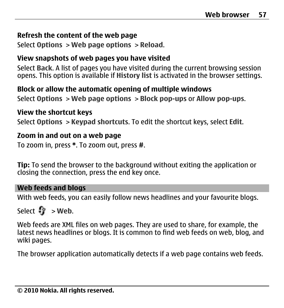 Web feeds and blogs | Nokia X500 User Manual | Page 57 / 121