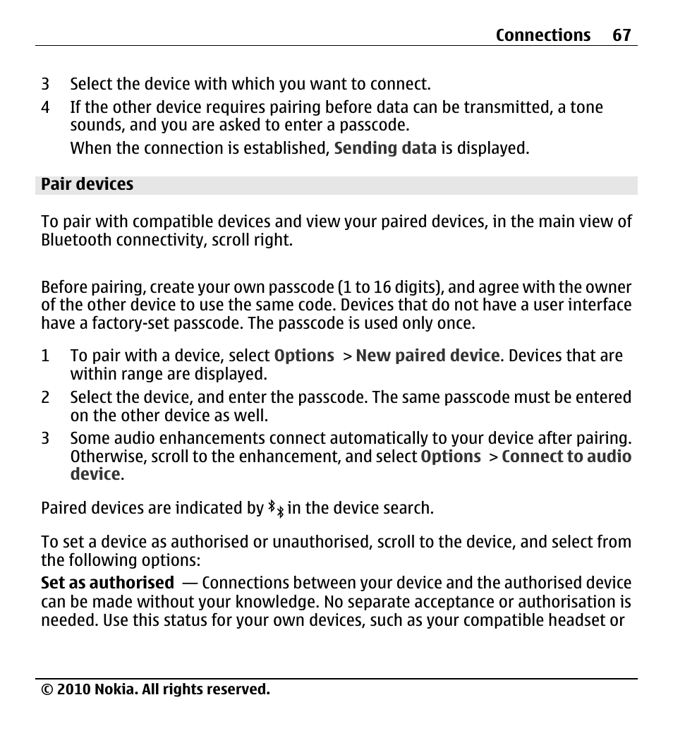 Pair devices | Nokia X500 User Manual | Page 67 / 121