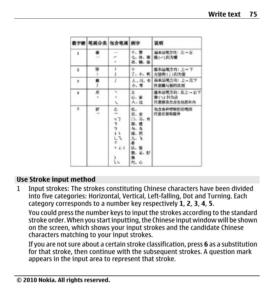 Use stroke input method | Nokia X500 User Manual | Page 75 / 121