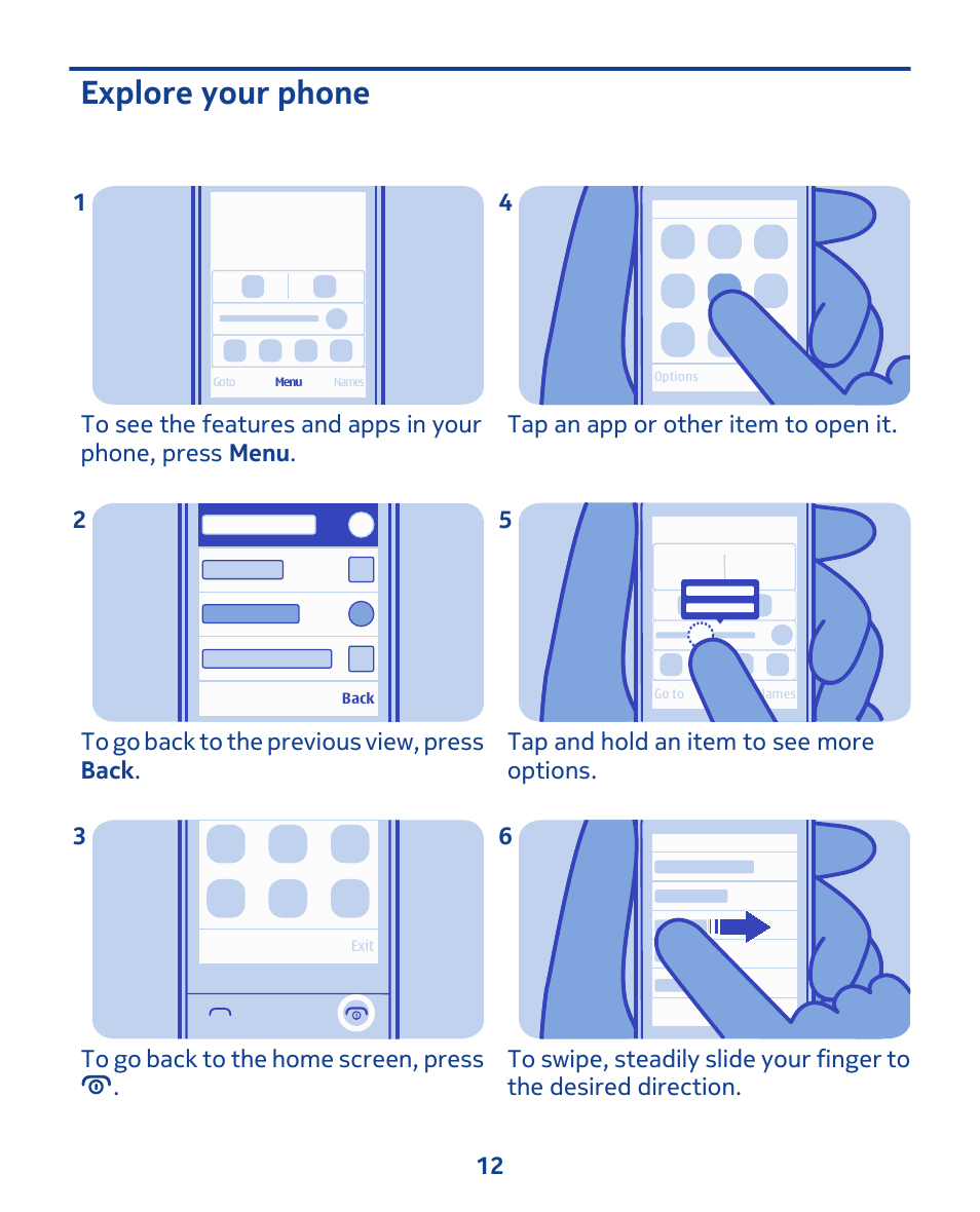 Explore your phone | Nokia 202 User Manual | Page 12 / 60