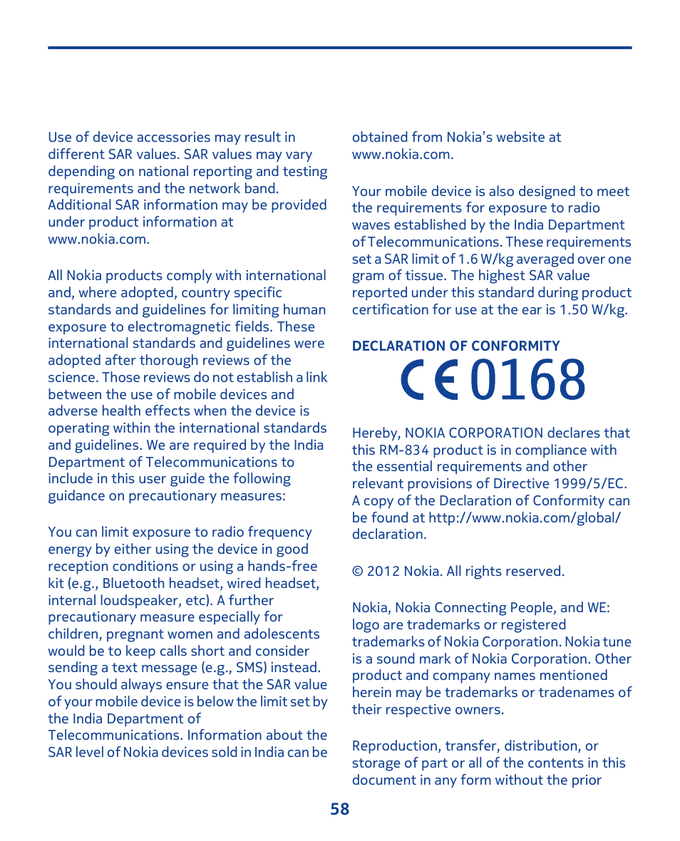 Nokia 202 User Manual | Page 58 / 60