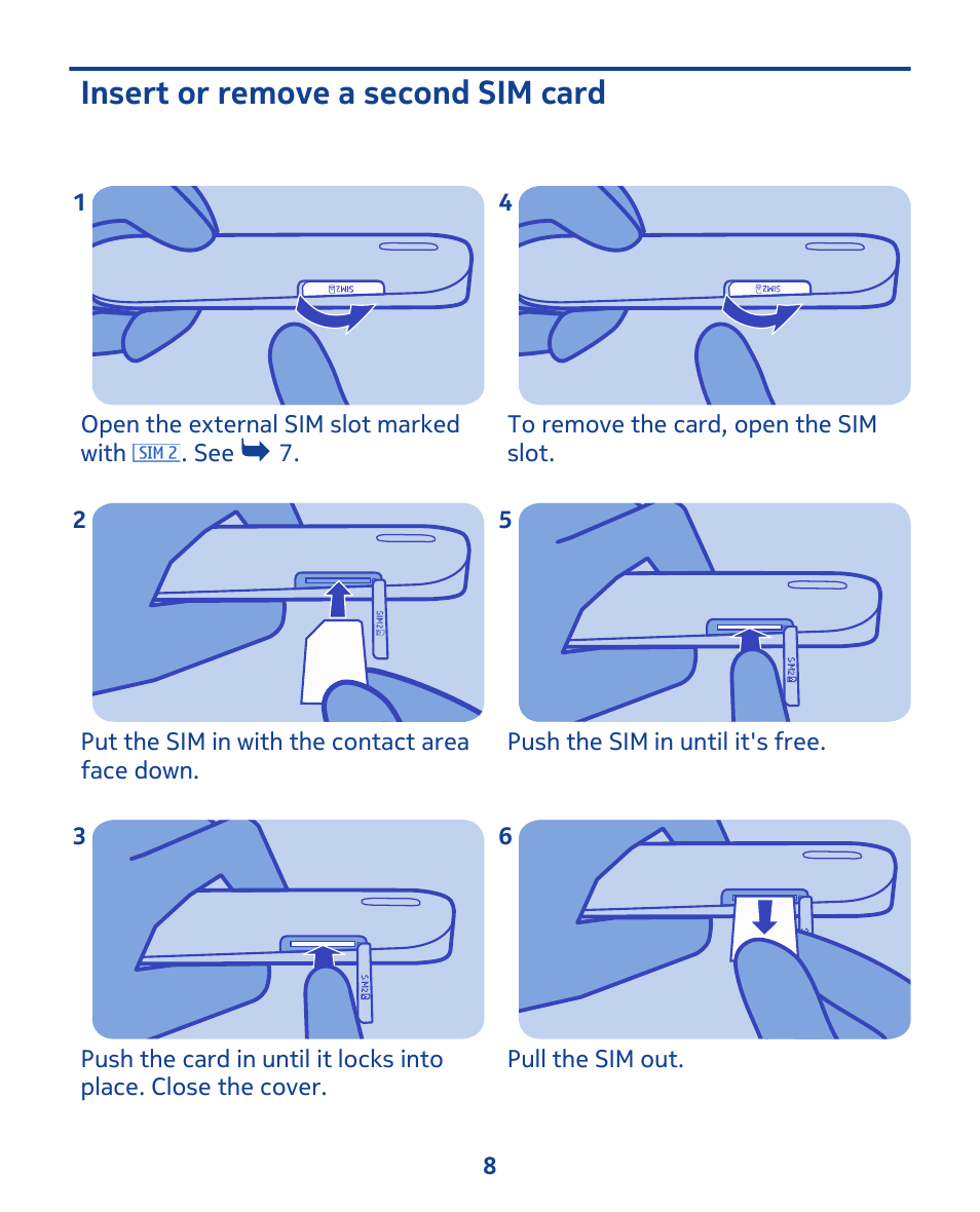 Insert or remove a second sim card | Nokia 202 User Manual | Page 8 / 60