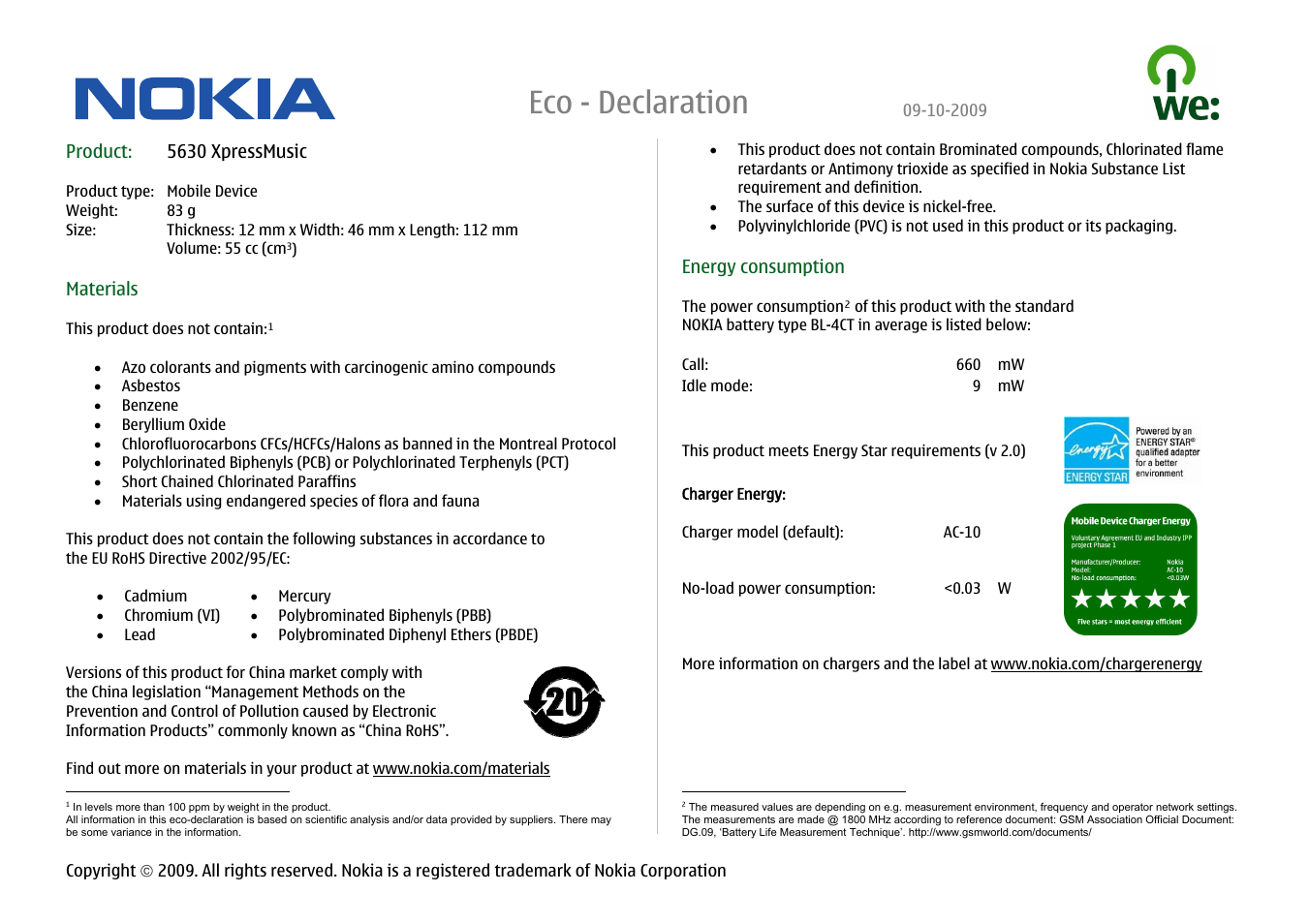 Nokia XPRESSMUSIC 5630 User Manual | 2 pages