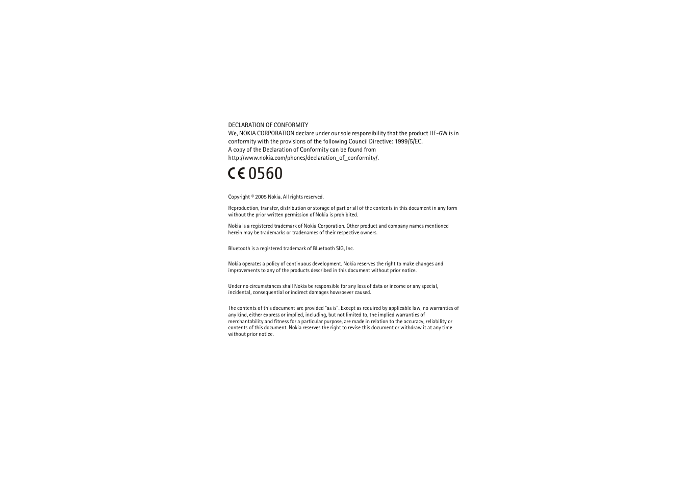 Nokia HF-6W User Manual | Page 2 / 18
