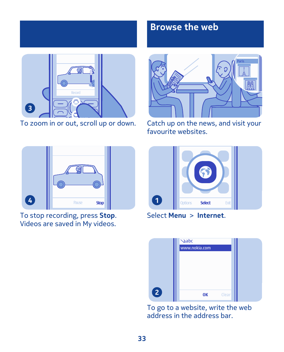 Browse the web | Nokia 111 User Manual | Page 33 / 56