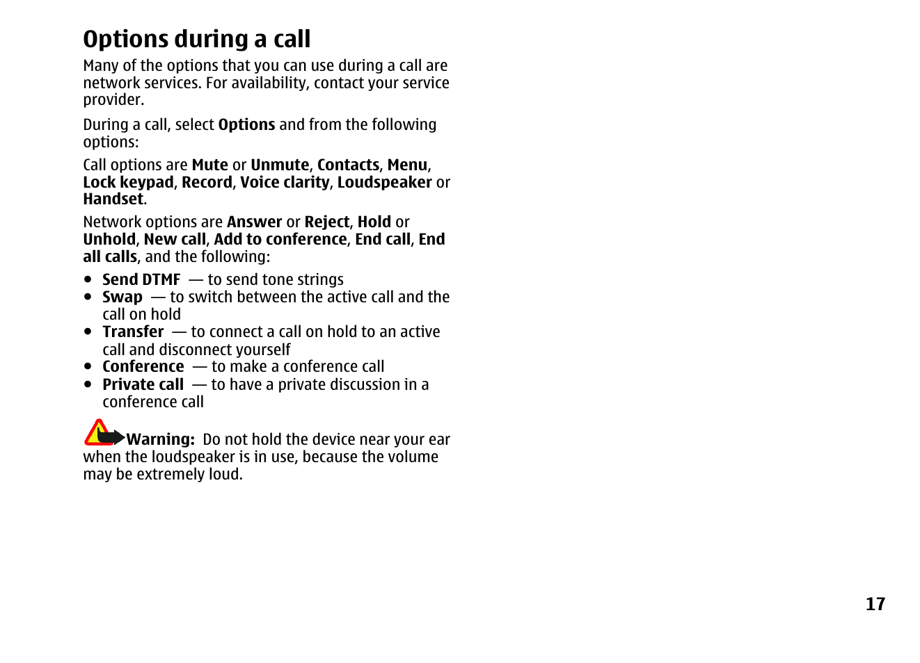 Options during a call | Nokia 5310 XpressMusi EN User Manual | Page 18 / 62