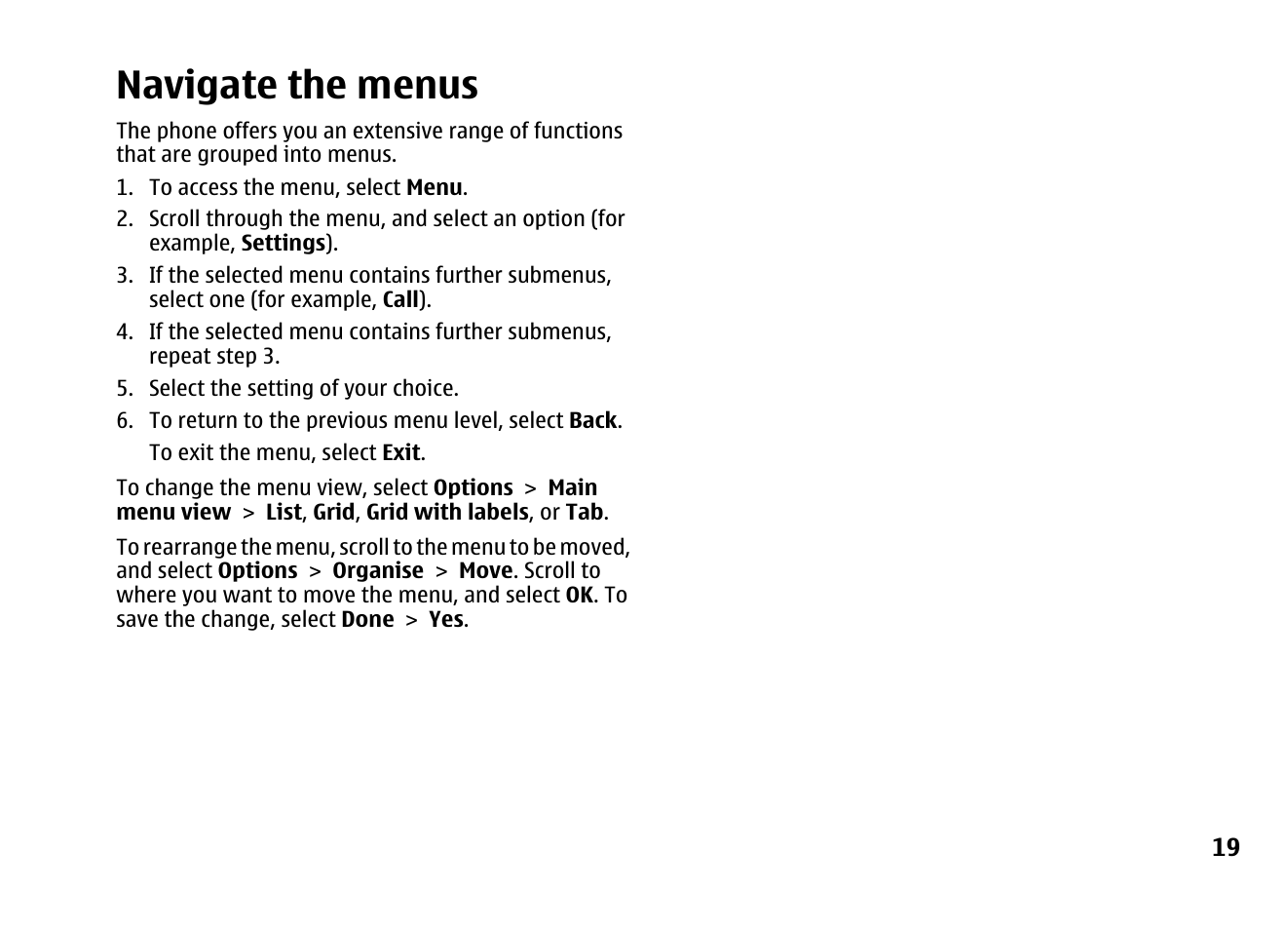 Navigate the menus | Nokia 5310 XpressMusi EN User Manual | Page 20 / 62