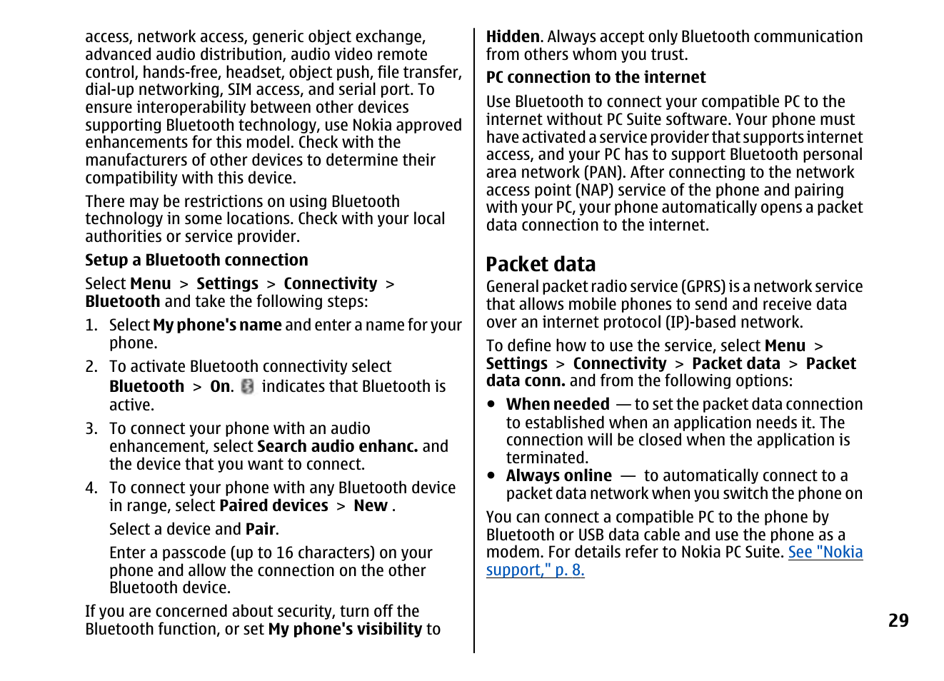 Packet data | Nokia 5310 XpressMusi EN User Manual | Page 30 / 62