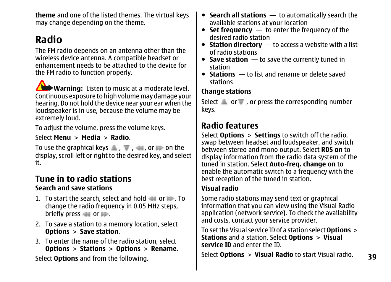 Radio, Tune in to radio stations, Radio features | Nokia 5310 XpressMusi EN User Manual | Page 40 / 62